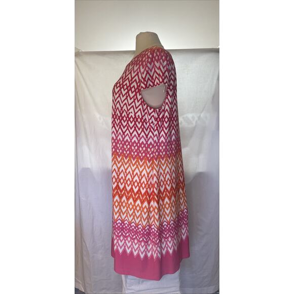 Jessica Howard XXL Hot Pink Orange Chevron Colored Summer Poly Spandex Dress EUC - Picture 2 of 12